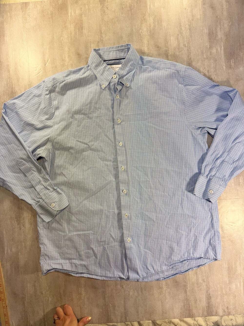 Charles Tyrwhitt Classic Fit Non-Iron Checkered Button Down Shirt Size 17/35